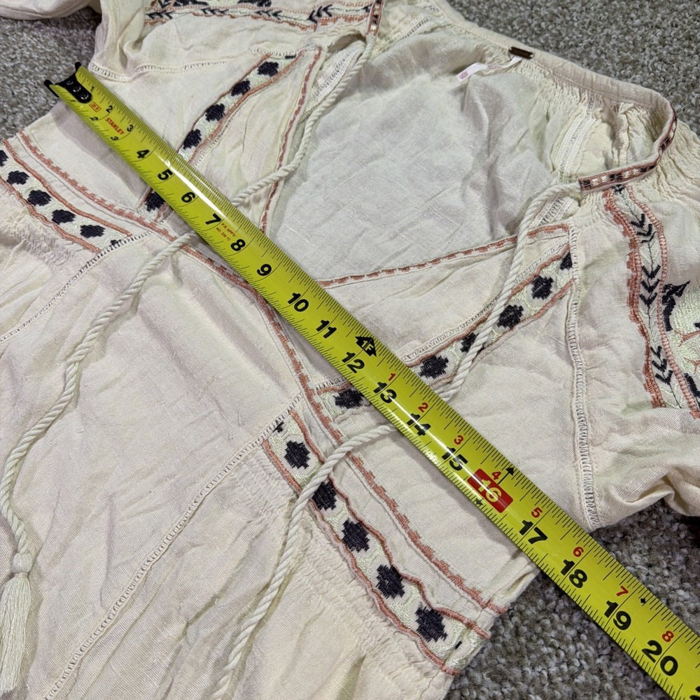 Free People Womens XS Mini Tunic Dress Embroidered Ivory Long Sleeve All My Life - Picture 6 of 8
